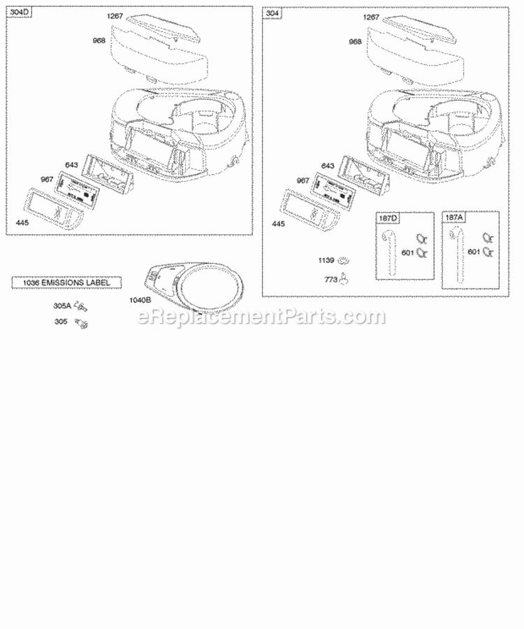 Air Cleaner Blower Housing Diagram and Parts List for 31P977-0670-E1  Briggs and Stratton Engine